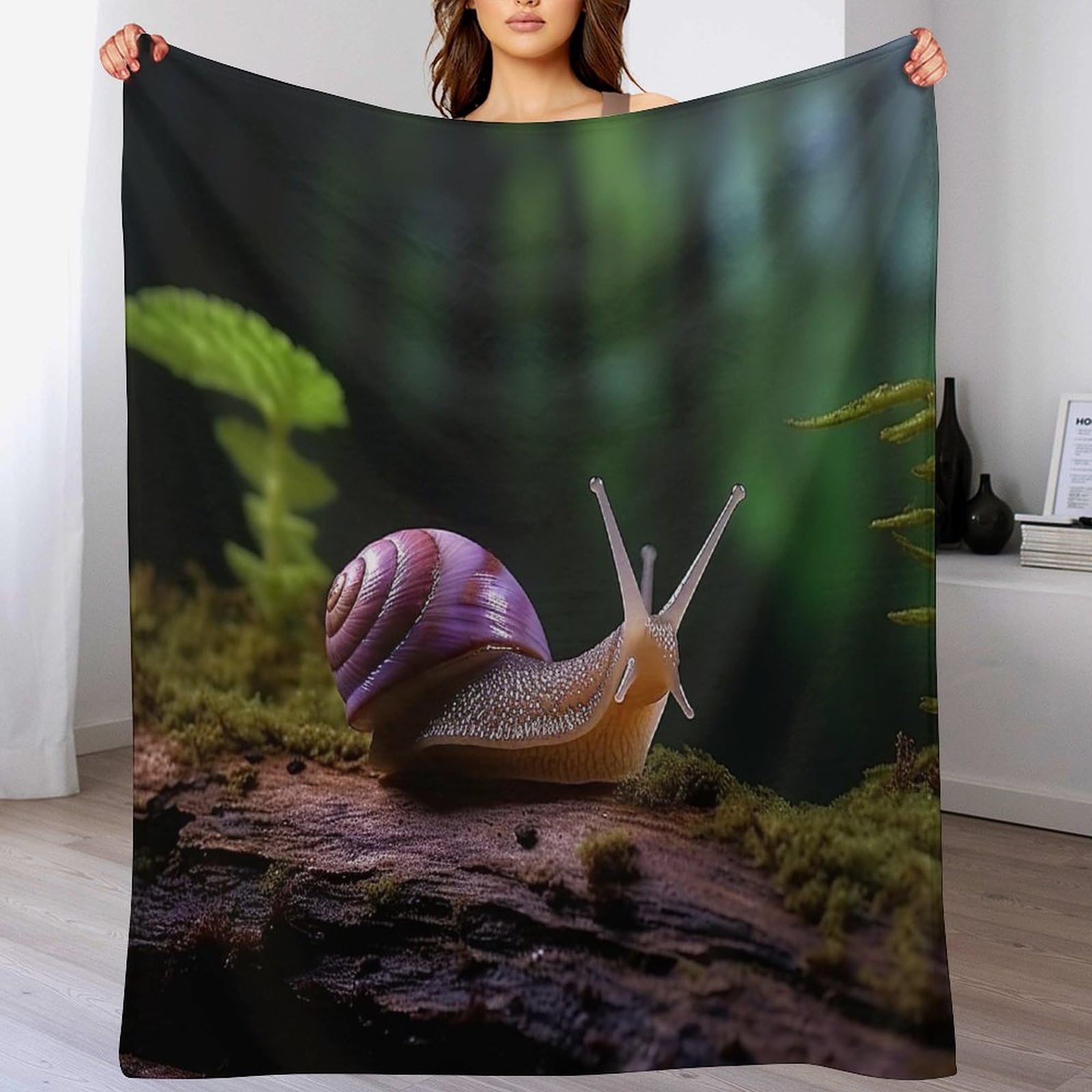 Manta de franela de caracol con impresión digital para sofá y cama infantil de 130 x 150 cm