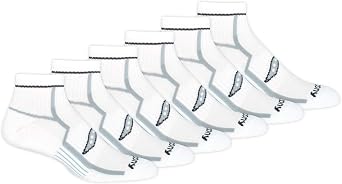 Saucony Mens RunDry Bolt Performance Quarter Socks, Available in L-XL 6, 12 Pairs