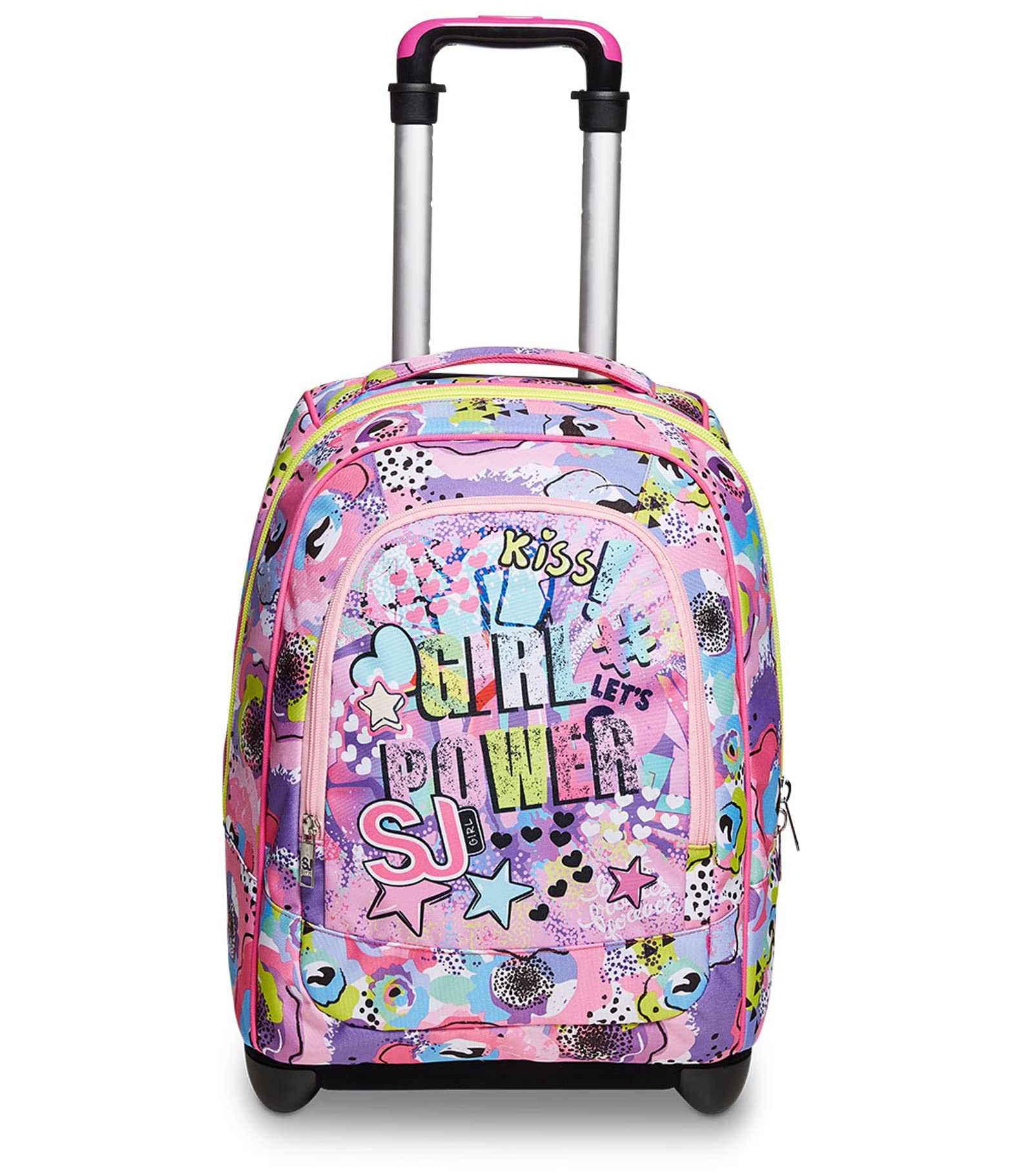 SJ Kids Zaino trolley 2 in 1 con ruote di prima classe per la scuola elementare viaggi e tempo libero ragazze e ragazzi multicolore