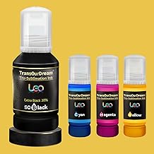 TransOurDream Tru-Sublimation Ink 337ML Autofill Bottles for ET-2400 ET-2720 ET-2760 ET-2750 ET-4800 ET-2800 ET-2803 ET-2850 Inkjet Printers Heat Press Transfer on Mugs T-Shirts