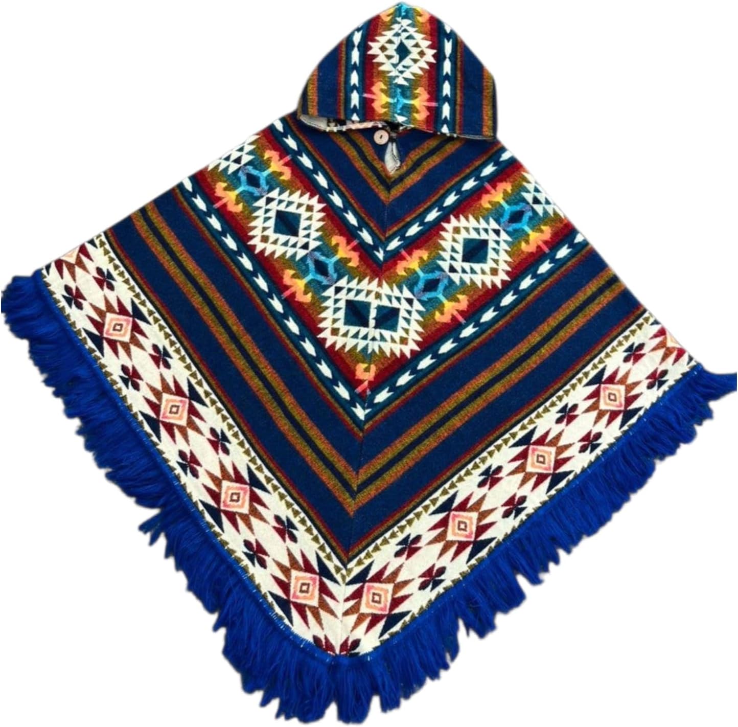 Alpaca Poncho Style with Hood – Ecuadorian Warm Ethnic Pattern Cape, Soft Andean-Inspired Design