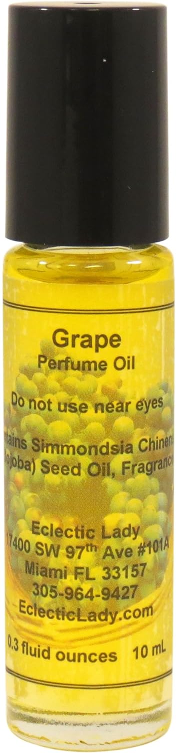 Eclectic Lady Grape Perfume Oil, 1.0 Oz Portable Roll-On Fragrance with Long-Lasting Scent, Delightful Essential Oils and Jojoba Oil For Daily Use