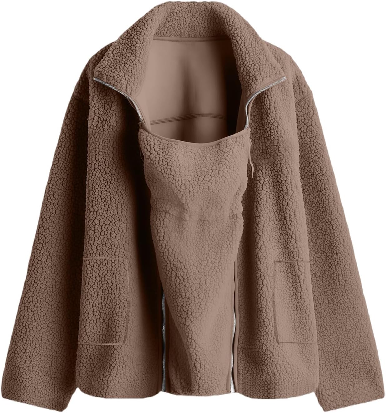 Women Fleece Zip Up 2 In 1 Baby Wearing Jacket,Maternity Winter Coat Thicken Wearing Outerwear Fleece Zip-Up Clothes
