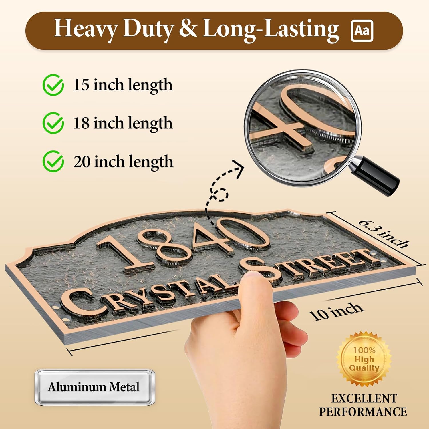 Personalized Address Sign LAWN MOUNTED - Custom House Number Sign Plaque,Address Plaque,House Address Numbers for Outside House Lawn,Yard,Ground,Garden,Drive Way Metal Free Standing with Stakes(Rose