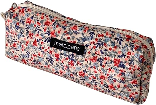 PLUSHCEWT Aesthetic Corduroy Pencil Case for Girls Women Teenage, Cute Pencil Pouch, Large Capacity Pen Storage Organiser for School, College, Office Supplies, Cosmetic Bag for Travel Floral