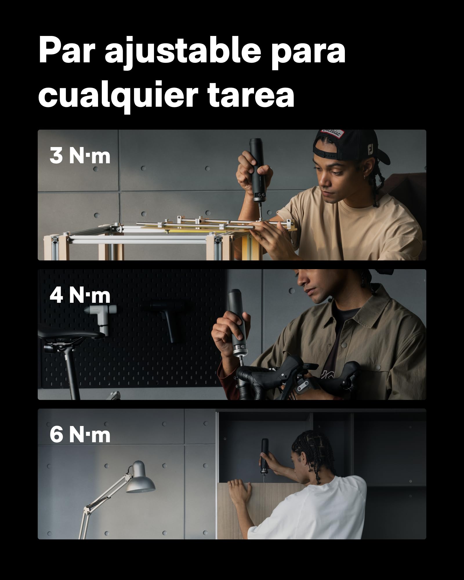 HOTO PixelDrive Destornillador Eléctrico de 3.6V, pantalla inteligente, 6 ajustes de par (0,5-6 N·m), 30 puntas hexagonales 1/4″, luz LED, para electrónica y reparaciones domésticas