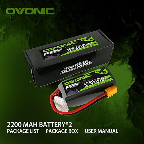Miniatura 8 de OVONIC 4s Lipo Batería 35C 2200mAh 14.8V Lipo Batería con XT60 Conector para Avión RC Quadcopter Helicóptero FPV Drone