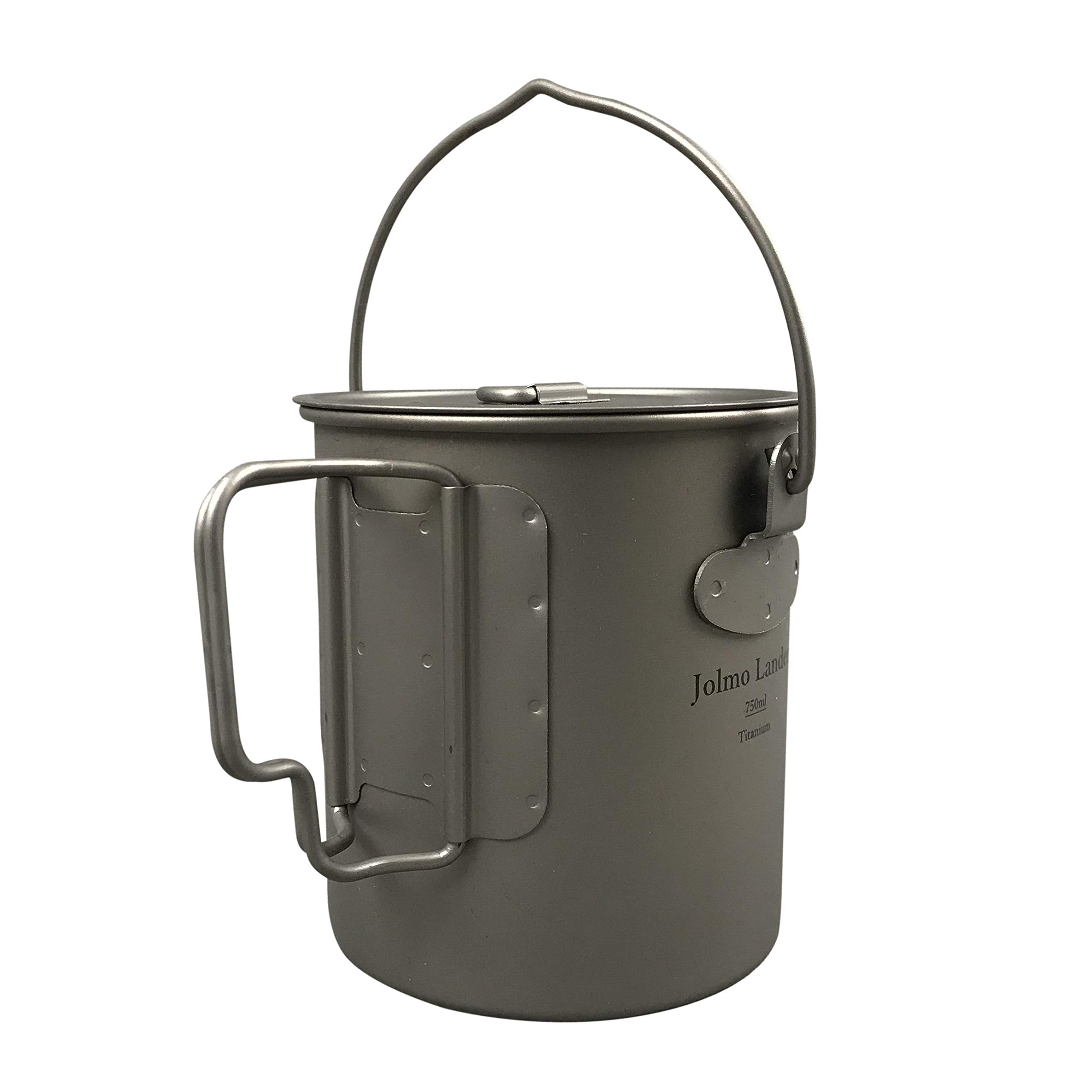 Jolmo Lander Titanium Pot with Bail Handle Outdoor Ultralight Titanium Cookware 750ml