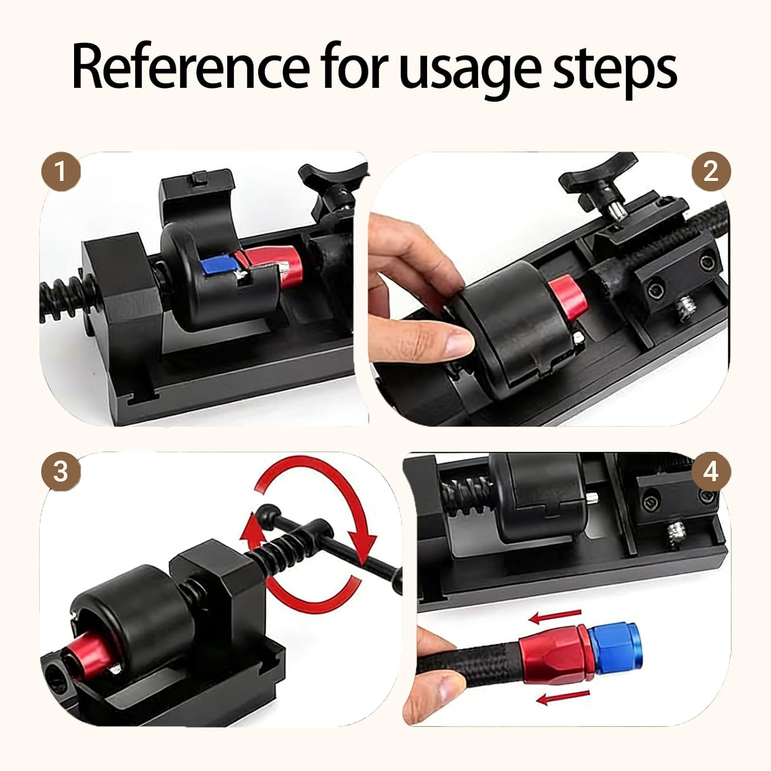 AN4-AN12 Fuel Line Connector Installation Tool Kit, Aluminum Alloy Hand Clamp Universal an Hose Fitting Installer, Fuel Line Disconnect Tool Set Fuel Line Removal Tool with 5 Size Adapters