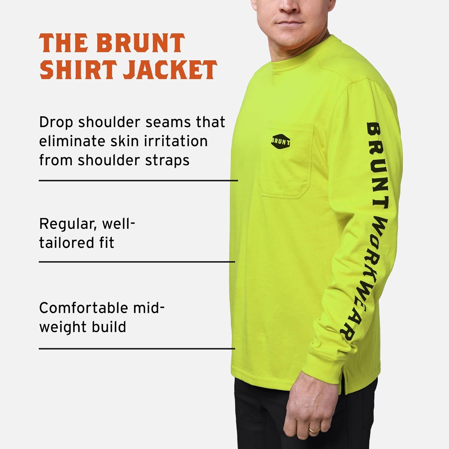 BRUNT Long-Sleeve Pocket T-Shirt - Comfortable Mid-Weight Build - Drop Shoulder Seam - Utility Pocket - Image 2