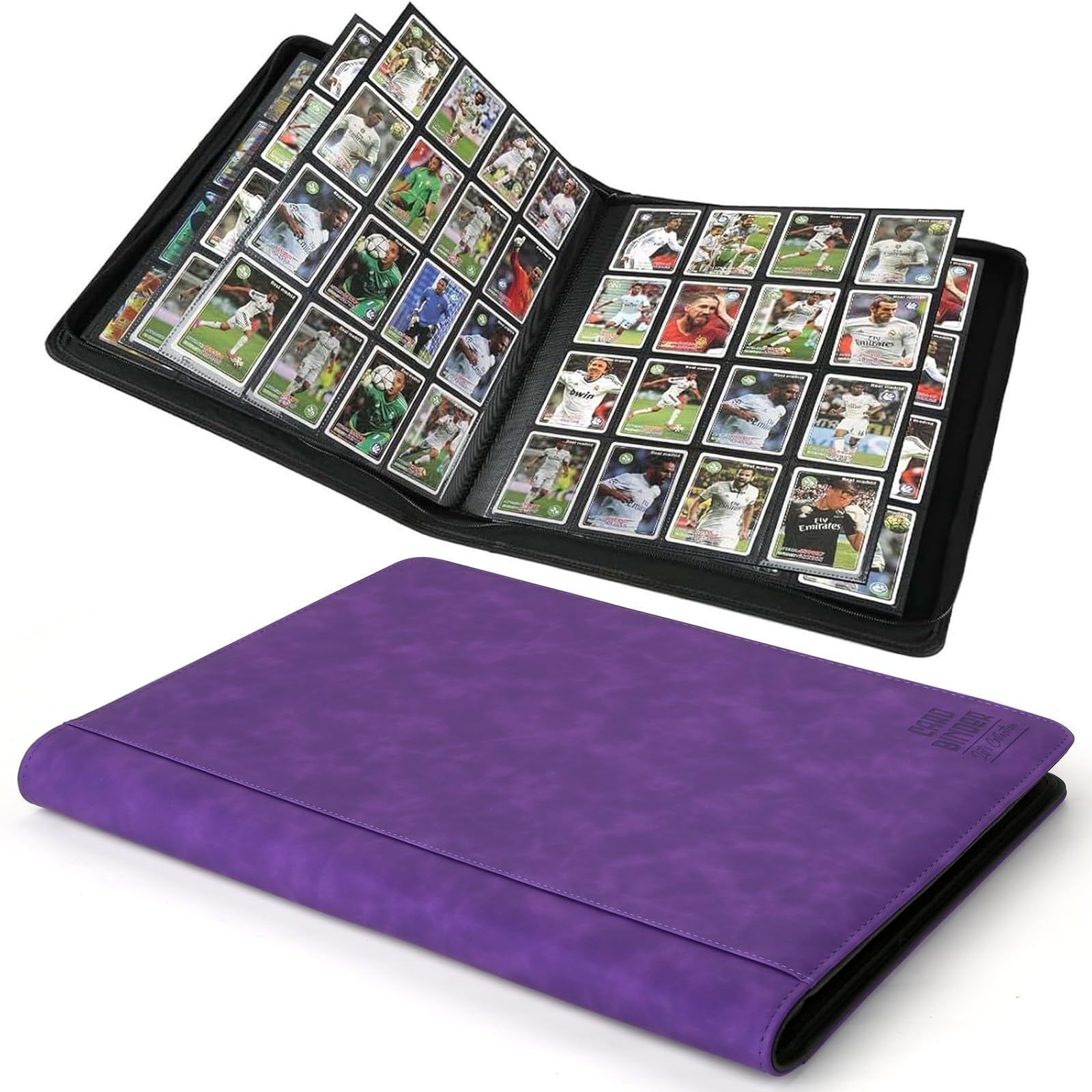 Arkeiliy Premium Ringless Trading Card Binder - 1024 Capacity, 16 Side-Loading Pockets per Page, Archival Quality Protection & Anti-Slip Spine for TCG, MTG, Sports Cards (Purple) — image 1