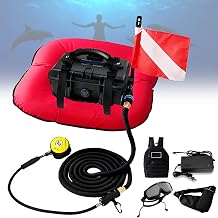 Scuba Diving Ventilator System, Rechargeable Scuba Tankless Diving System, Scuba Diving Respirators, Waterproof and Impact-Resistant, Long-Lasting 70-Minute, for Diving and Fishing. Red-1Battery