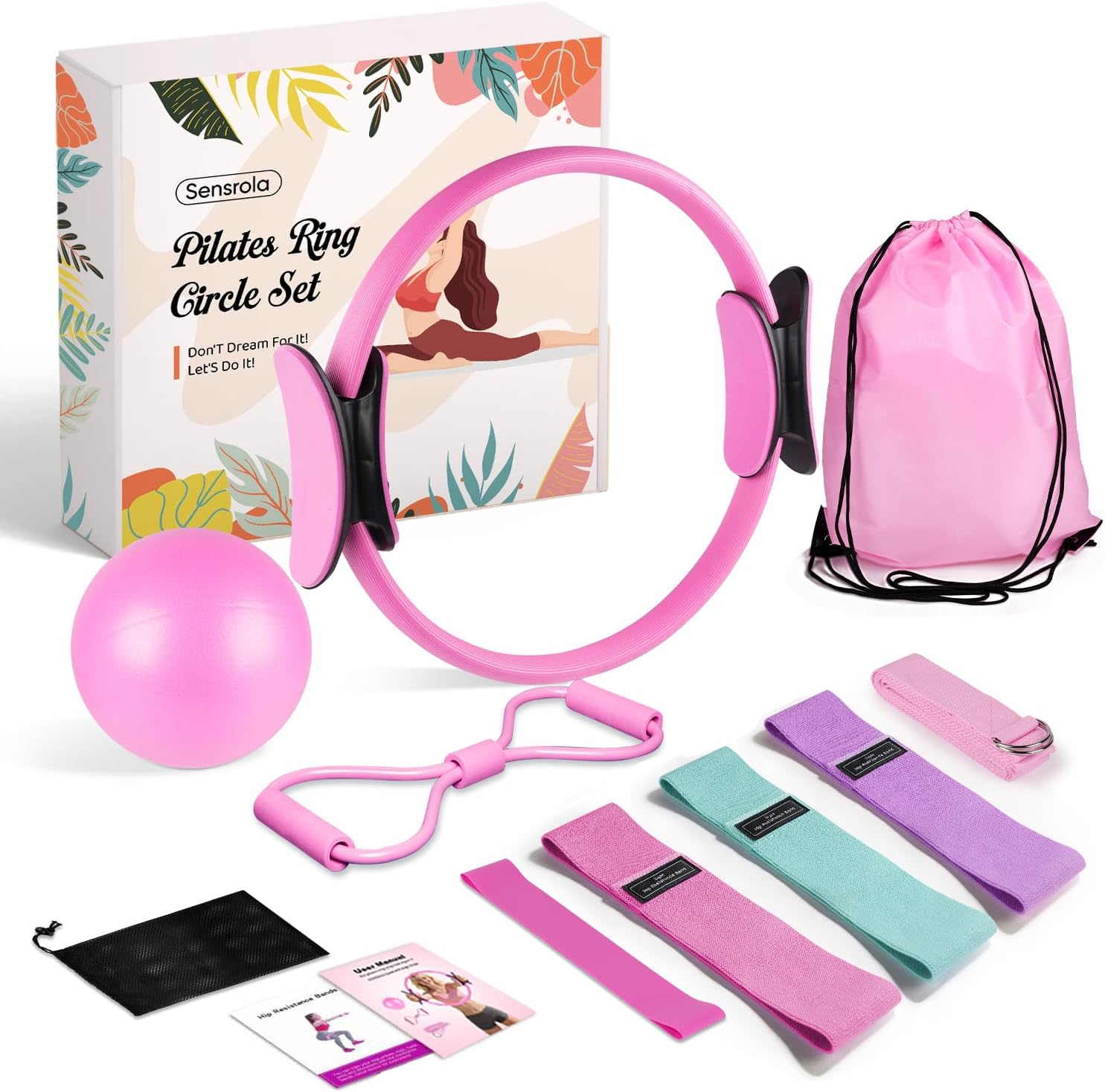 Home Pilates Kit, Pilates Essentials Kit for Women, Pilates Equipment Set with Pilates Ring, Resistance Bands & Accessories, Guides, Pilates Ring and Ball Set for Starters Home Workouts