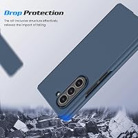 Doeshine Samsung Galaxy Z Fold 5 Tok Edzett Üveg Előlapi Képernyővédővel - Ultravékony PC Karcálló Védőtok, Ütésálló Mobiltelefon Tok, Kék 4