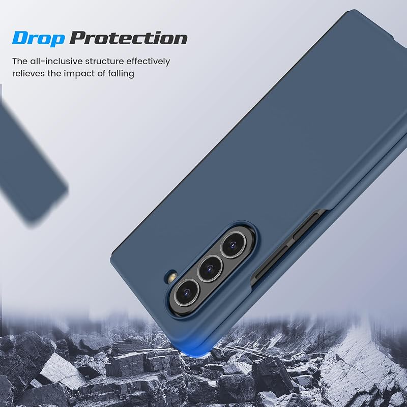 Doeshine Samsung Galaxy Z Fold 5 Tok Edzett Üveg Előlapi Képernyővédővel - Ultravékony PC Karcálló Védőtok, Ütésálló Mobiltelefon Tok, Kék