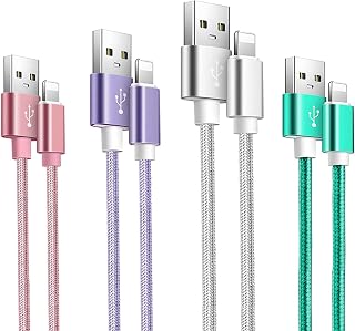 HKYUSHINE iPhone Charger Cable,4 Pack 1.8M/6FT MFi Certified iPhone Charger Fast Charging & Sync Lightning Cable Compatible with iPhone 13 12/11/XS/XR/X/8/7/6/6 Plus/5/5S, Pad Pro/Air/Mini and More