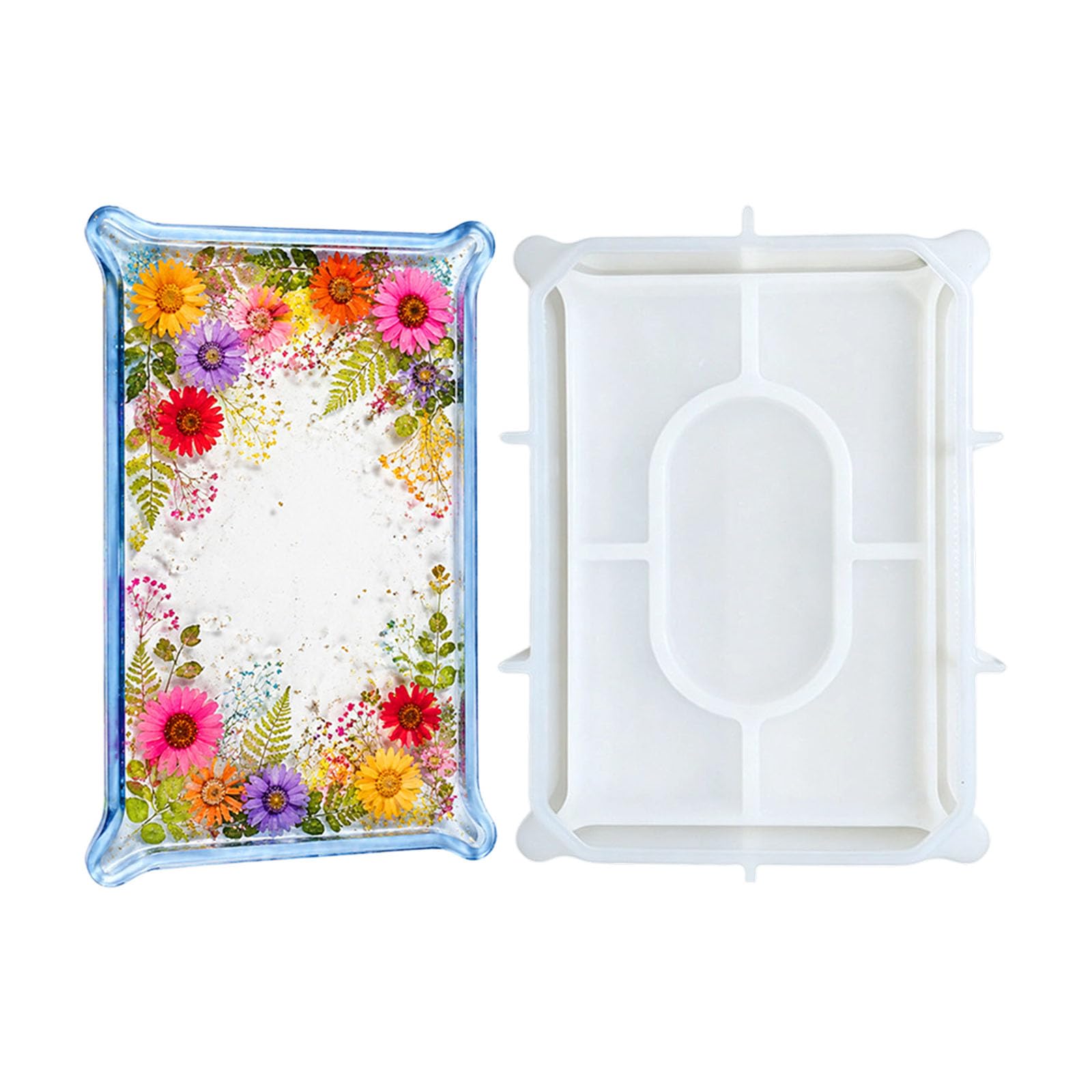 ZEPFJHE Silicone Resin Tray Mold for Jewelry Organizer, Flexible Casting Mold for Epoxy Accents and Square Tray Silicone Molds Epoxy Resin