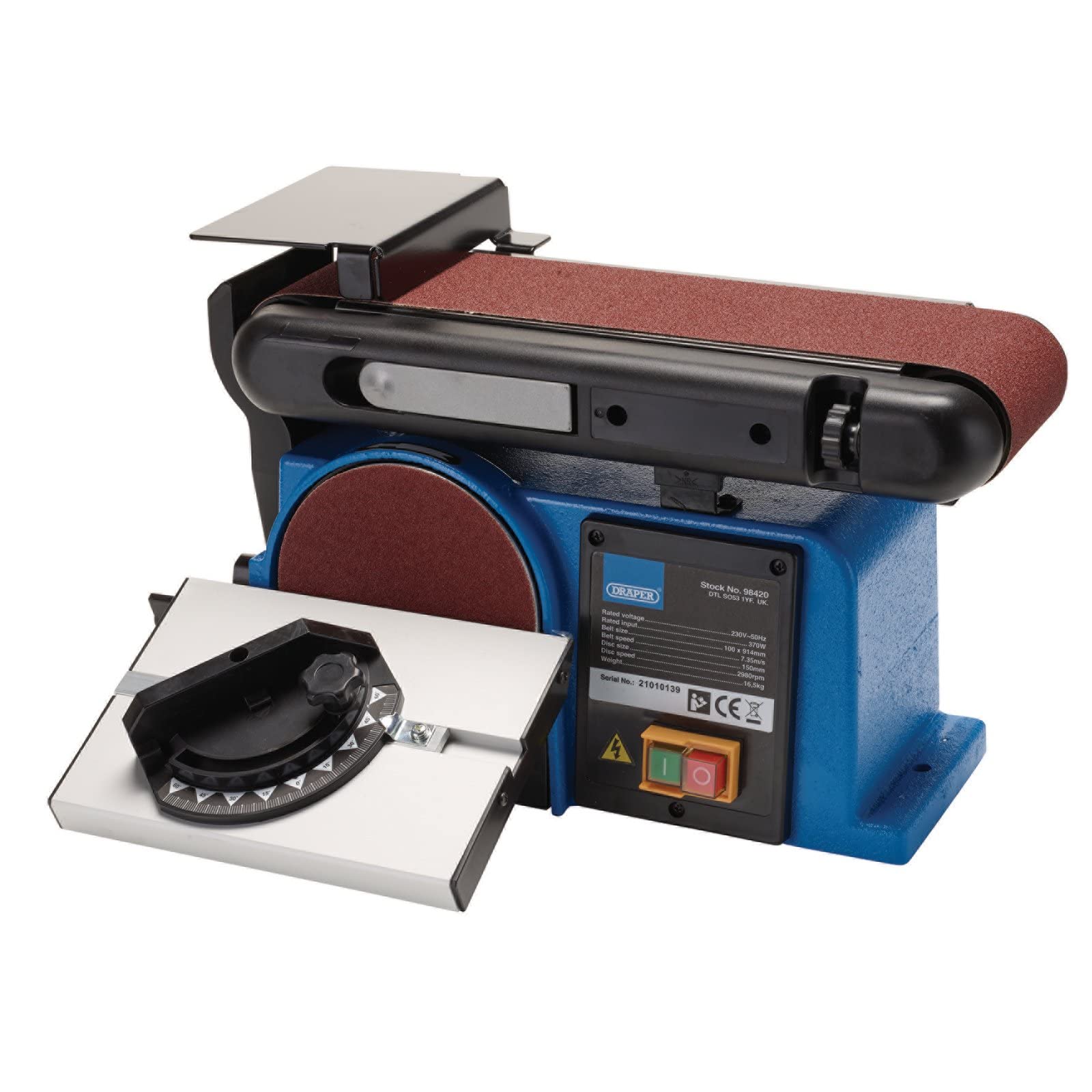 Draper 370W 4" Belt/6" Disc Sander 230V Iron
