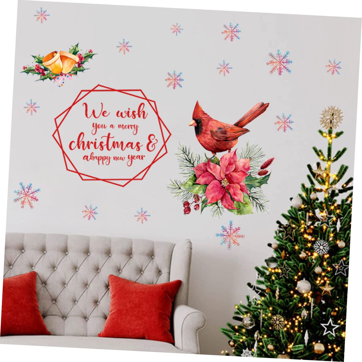 HOMSFOU 5blätter Weihnachtliche Fensteraufkleber Selbstklebende Wandtattoos Für Türen Und Fenster Festliche Dekoration Mit Weihnachtsmotiven Teilig Langlebig Und Farbenfroh Für