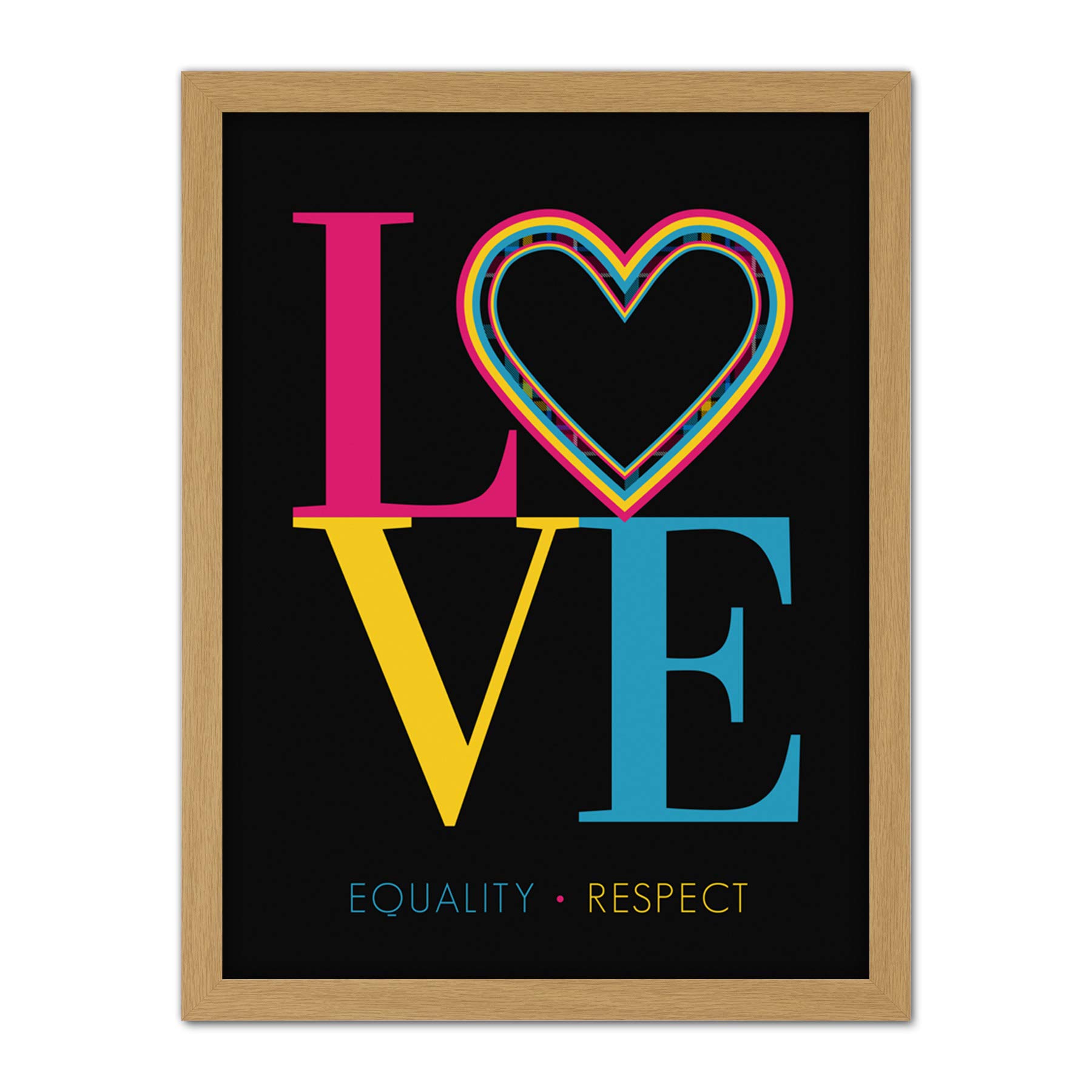 Wee Blue Coo Who Cares Scotland Love Equality Respect Heart Tartan Artwork Framed Wall Art Print 18X24 Inch