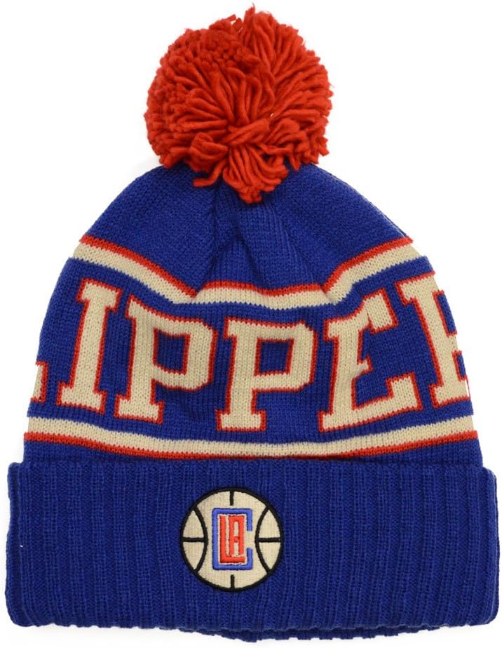 adidas Men's NBA Cuffed Pom Knit Hat (One Size, Los Angeles Clippers)