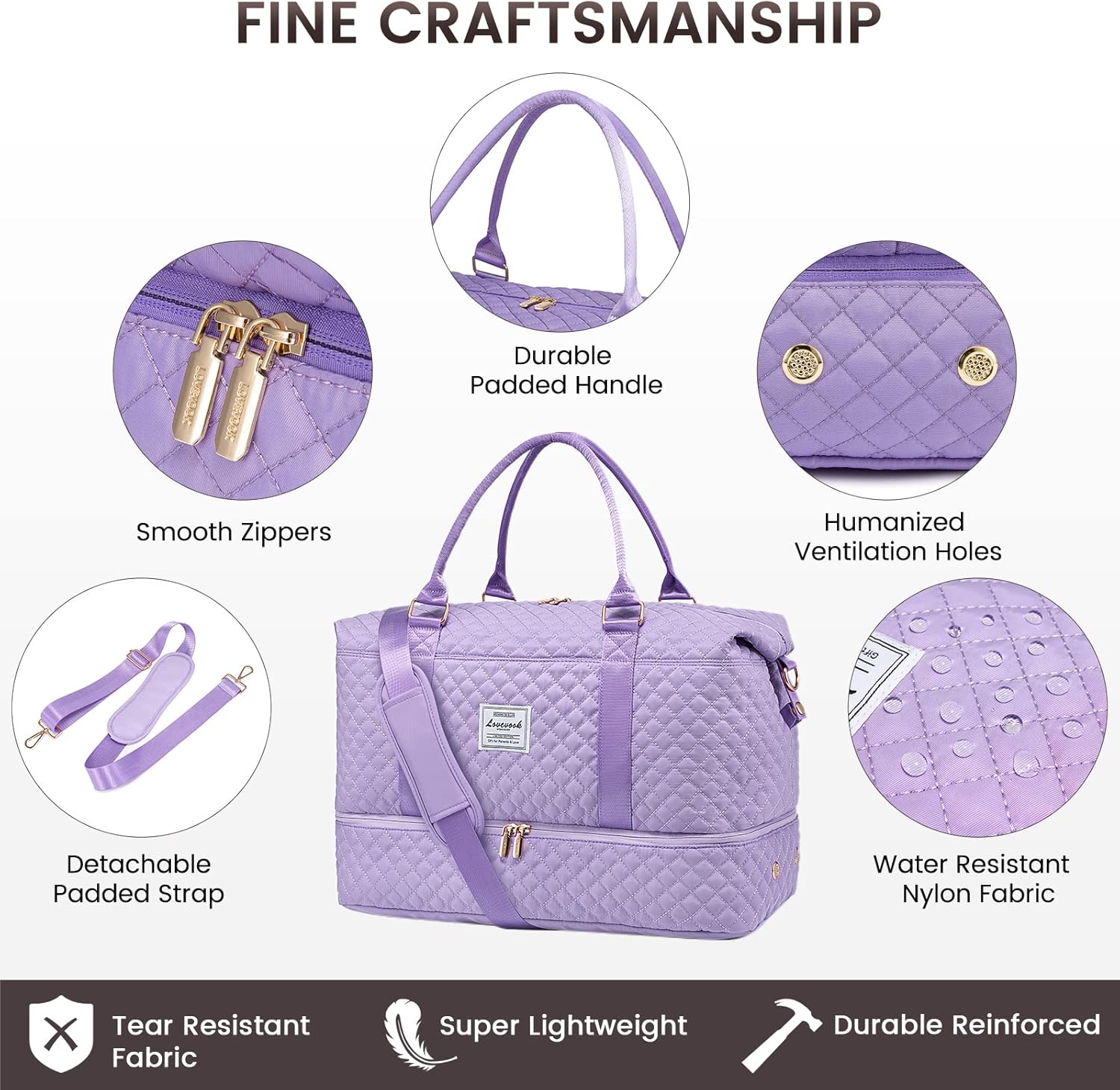 LOVEVOOK Travel Duffle Bag,Weekender Bags for Women with Shoe Compartment，Carry on Overnight Bag with Toiletry Bag,Gym Duffel Bag with Wet Pocket, Hospital Bags for Labor and Delivery - Image 6