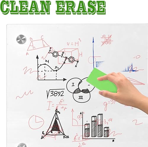 Miniatura 2 de iCAGY Pizarra de borrado en seco de acrílico transparente para pared, pequeña pizarra blanca montada en la pared para oficina, hogar y niños, diseño