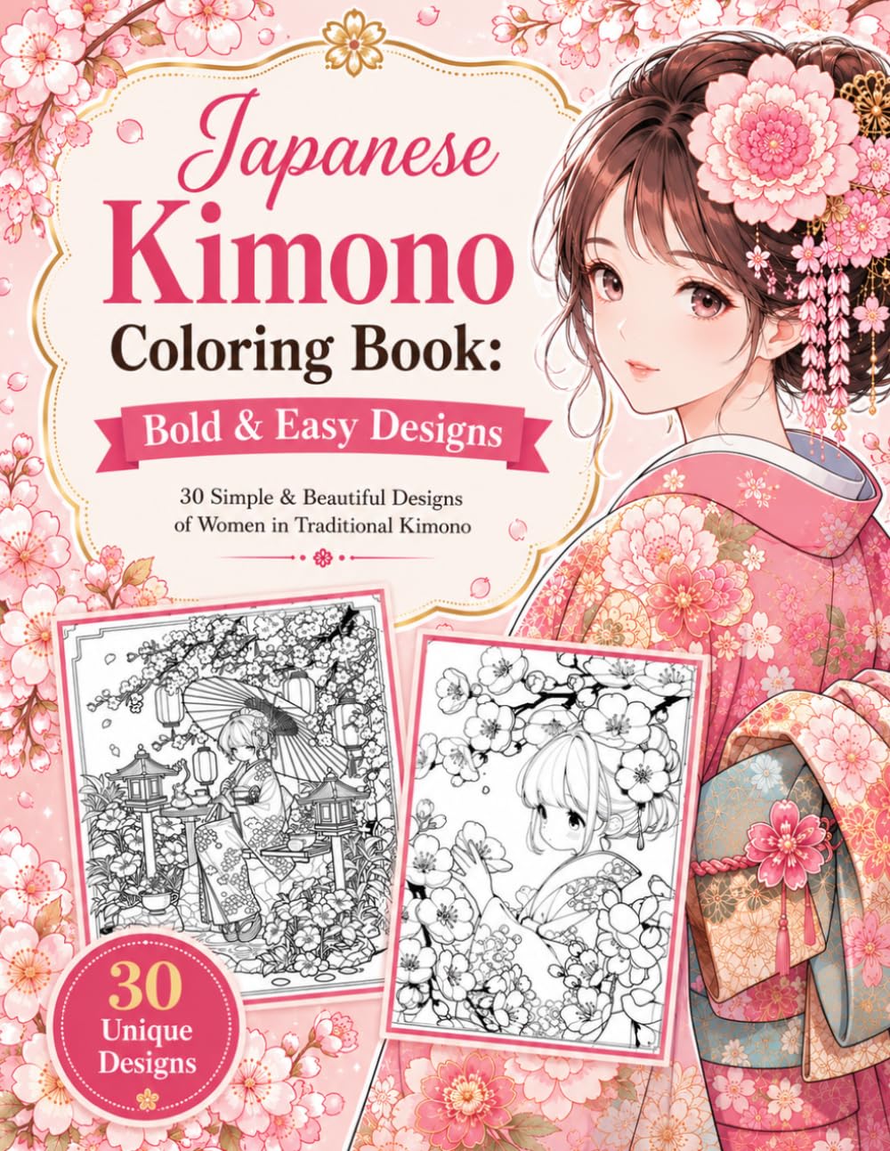 Japanese Kimono Coloring Book: Bold & Easy Designs