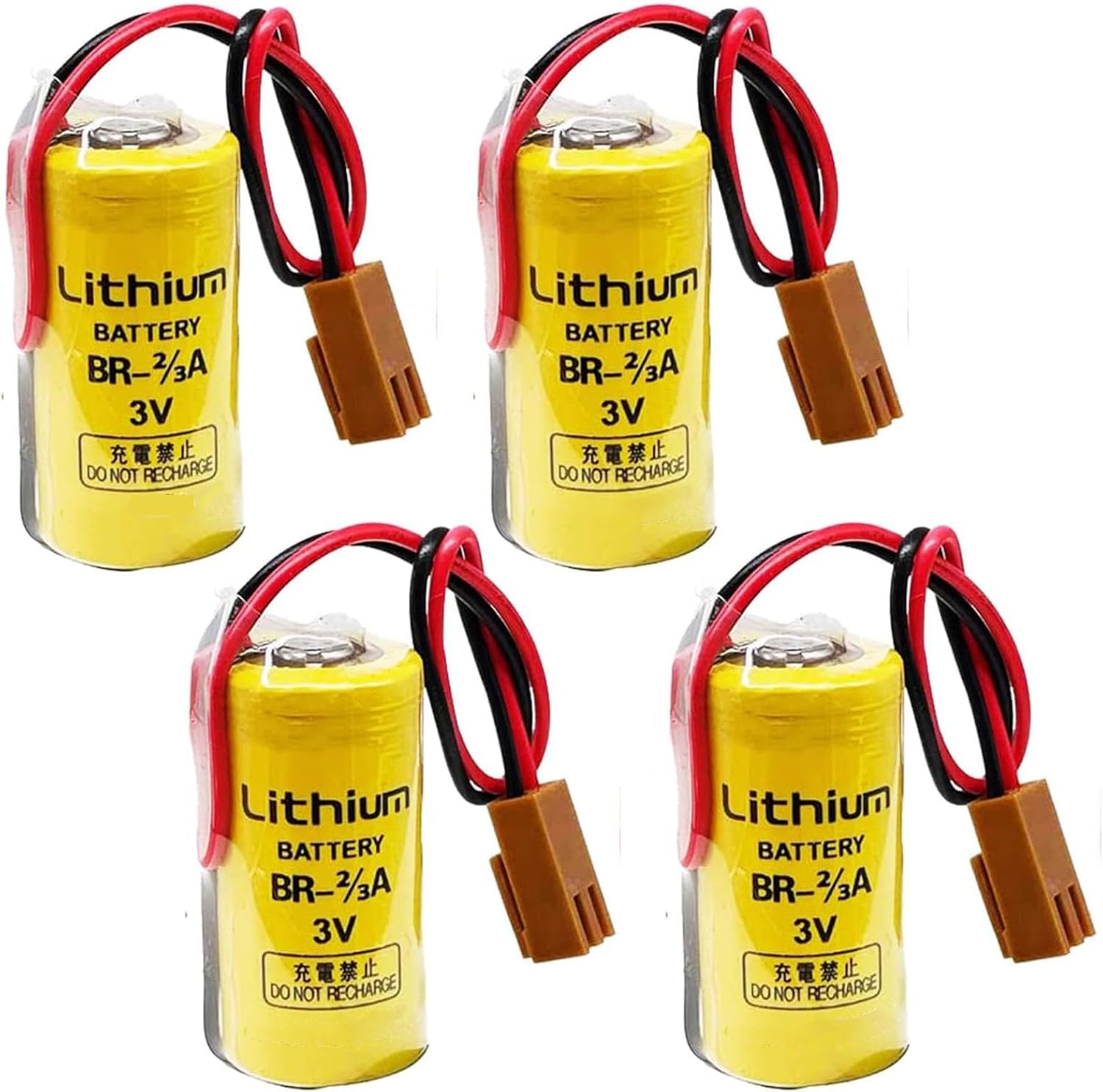 <- Pack of 4 -> br-2/3a 3v BR-2/3ASSP 1600mAh Lithium Battery br17335 for FANUC A98L-0031-0006 System Battery with Brown Plug