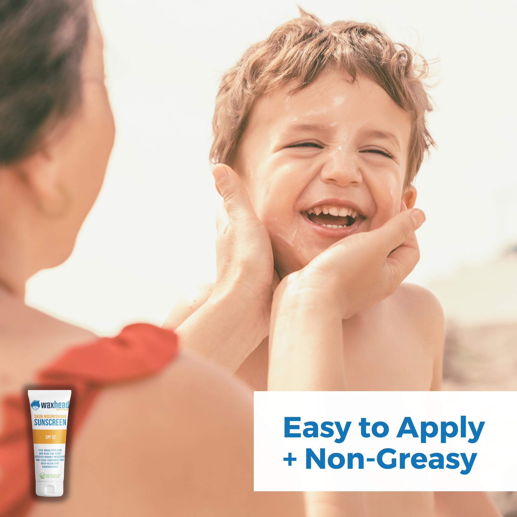 Waxhead - Protector solar para niños SPF 32, protector solar mineral de óxido de zinc para cara y cuerpo, seguro para bebés y niños pequeños, recomendado por pediatras, seguro para arrecifes, no graso 2
