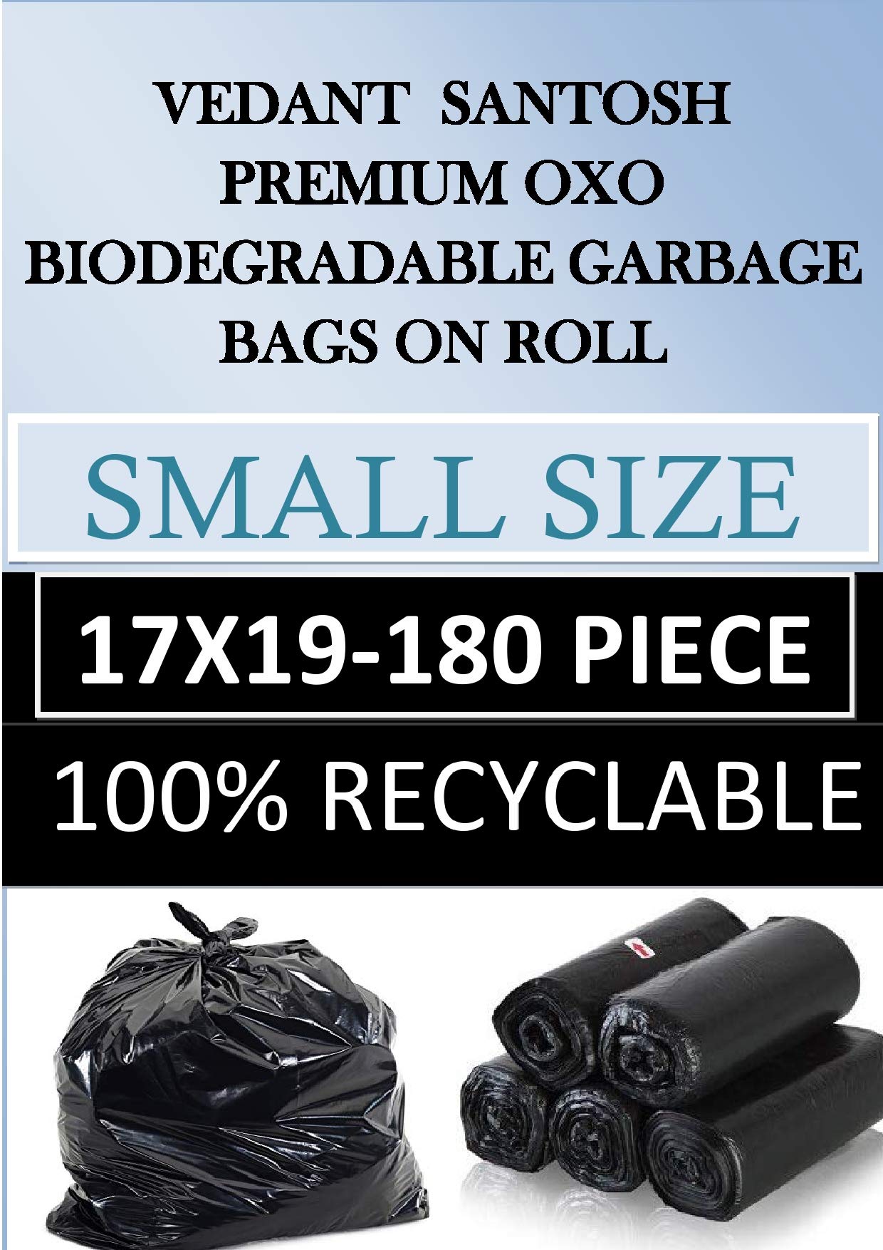 VEDANT SANTOSH small 17x 19 inches 6 Packs Of 30 Pcs - 180 Pcs | Disposable Garbage Trash Waste Dustbin Covers & Bags - Black (B08C4NGJMP) Amazon Price History, Amazon Price Tracker