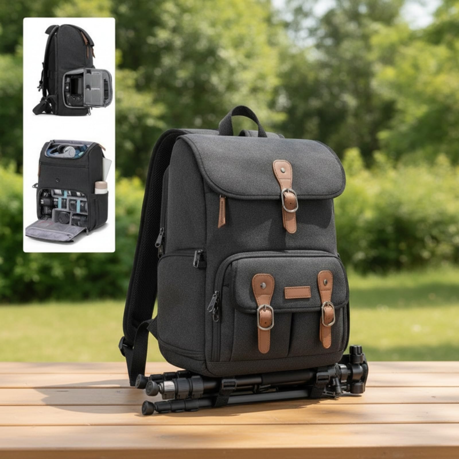 Zaino Fotografia Zaino Macchina Fotografica Custodia Borsa Camera Impermeabile con Divisori Modulare Laterali per Accesso Veloce Adatto per Trekking Fotografico Città Studio