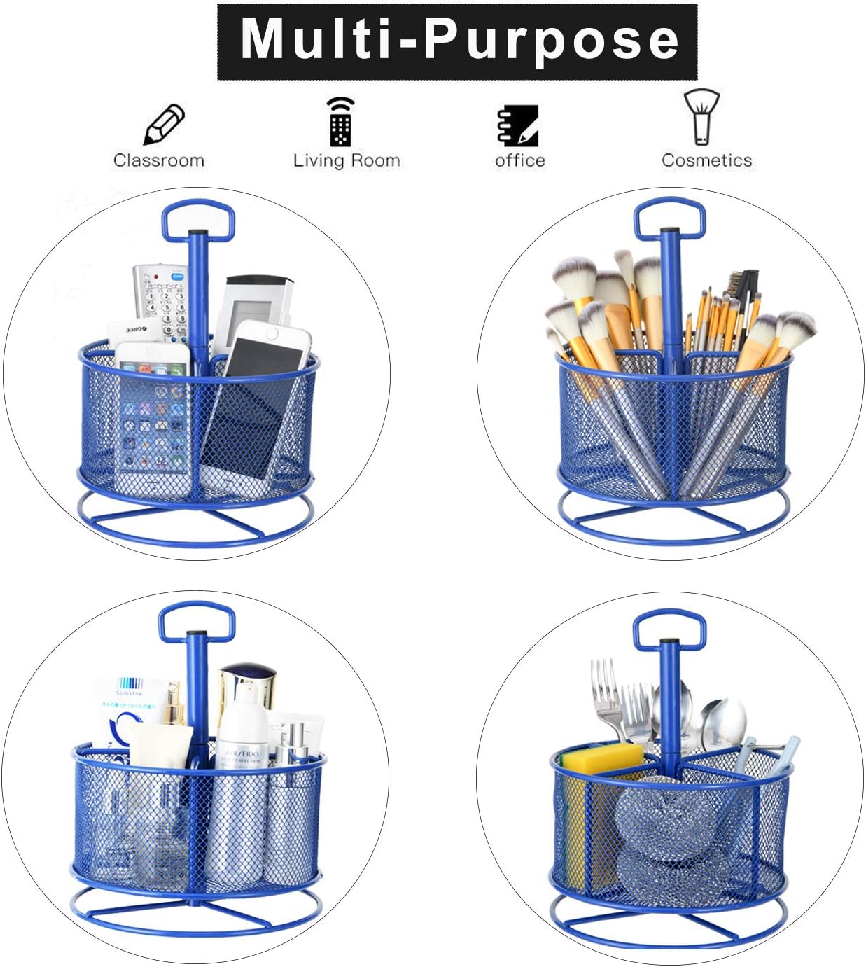 Mesh Desk Organizer, 360-Degree Rotating Multi-Functal Pen