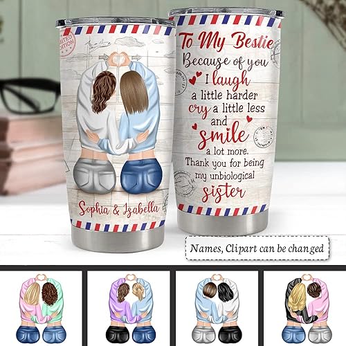 Vista 104 de SANDJEST Vaso personalizado de acero inoxidable con texto en inglés «To My Besties» con texto en inglés «To My Besties», taza de viaje para café