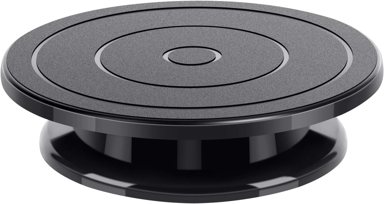 Kootek 11 Inch Rotate Turntable Sculpting Wheel Revolving Cake Turntable Black Painting Turn Table Lightweight Stand for Paint Spraying Spinner, Cake Decorating, Displaying Item