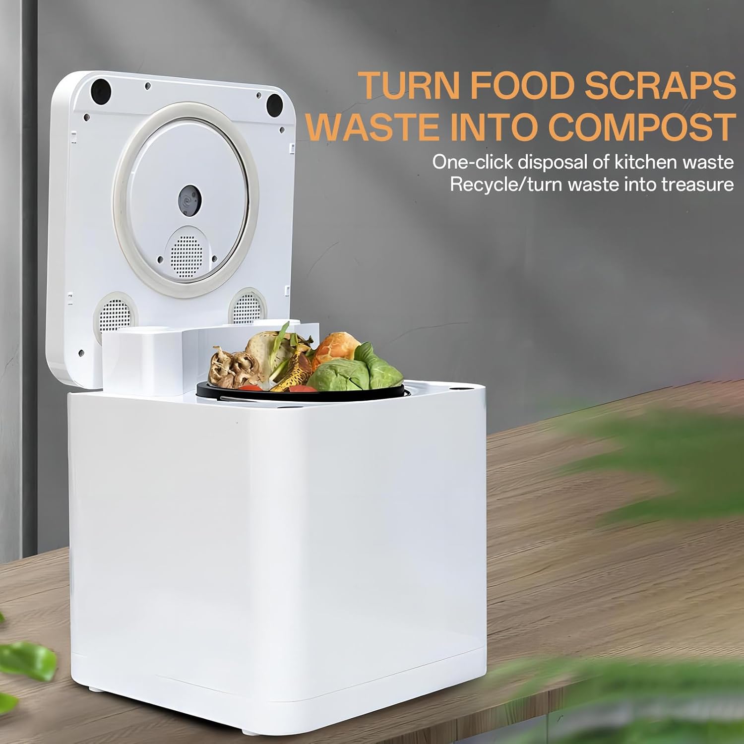 3.3L Electric Composter for Kitchen Smart Compost Bin Indoor with Intelligent LED Display High Temperature and UV Sterilization Odor Removal One Click Turn Food Waste to Fertilizer