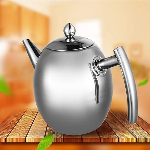 Miniatura 5 de Hervidor de té, tetera de acero inoxidable, tetera de café, tetera silbante, tetera con filtro, gran capacidad para el hogar, cafetería, bar,