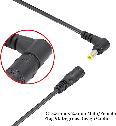 Miniatura 6 de 18AWG DC5525 - Cable de alimentación DC 0.217 in x 0.098 in, cable adaptador de enchufe macho a macho de 90 grados para monitores, cámara IP, cámara