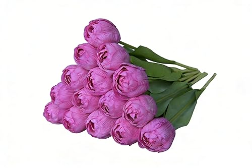 15 Pcs Fake Tulips Real Touch Artificial Flowers PU Faux