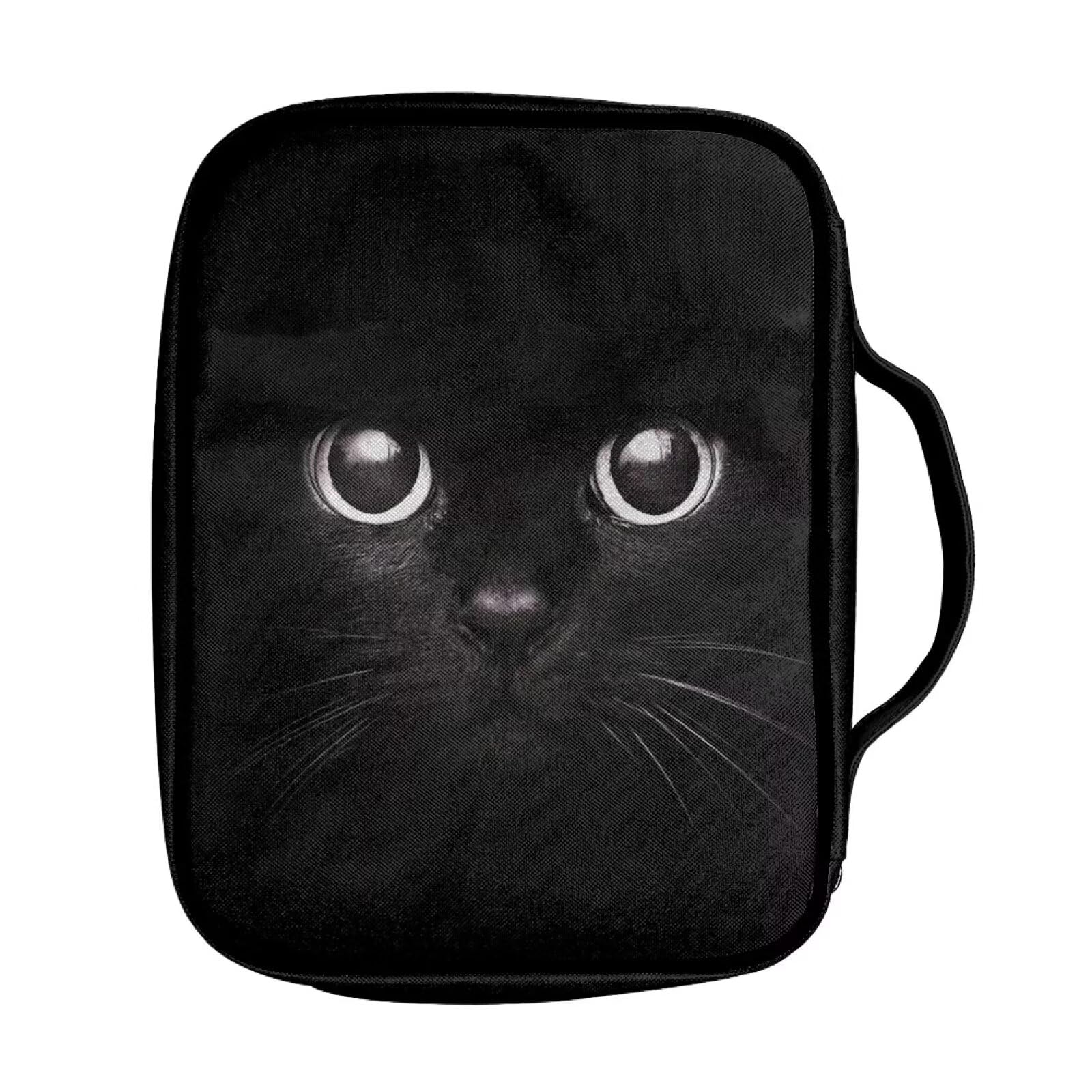ZIATUBLES Black Cat Pattern Church Bible Covers with Pockets Portable Bible Bags with Handle for Women Men Book Carrying Pack Bible Holder Bags for Christian Prayer Bible Study - Image 2