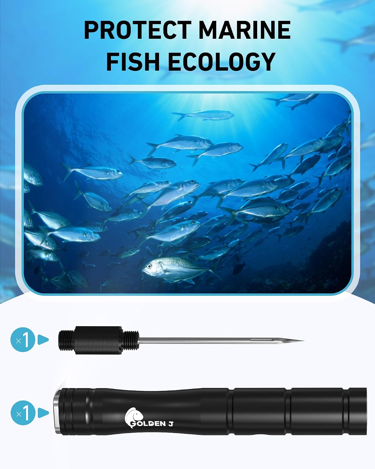 GOLDEN J Fish Venting Tool for Saltwater Fishing | Modular Design with Hidden Storage & Stainless Steel/Aluminum Build, Relieves Deep Sea Fish Pressure for Healthier Release