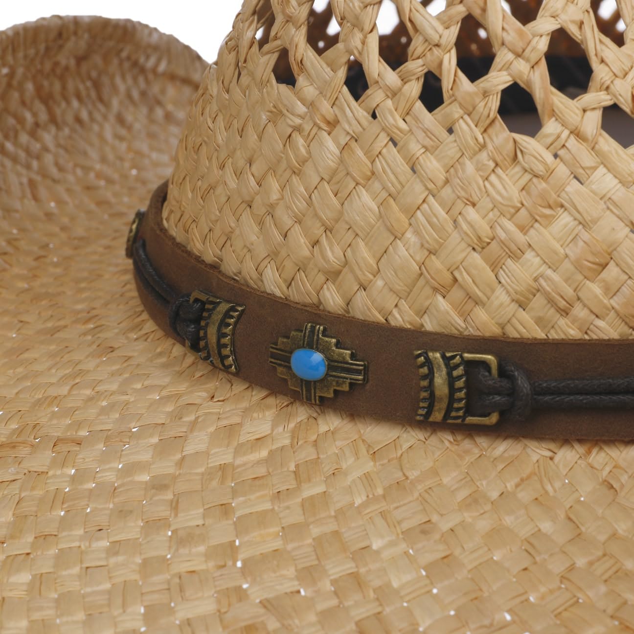 Stetson CHAPEAUSHOP Rifterson Chapeau Western Paille Raphia Bande Similicuir Homme Printemps Ete