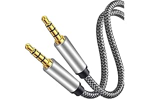 25ft Silver Auxiliary Cable with High-Fidelity Sound