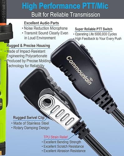 Miniatura 4 de commountain XPR 3500e XPR 3300e Auricular con micrófono compatible con Motorola Radios XPR 3300, XPR 3500, XPR3300e, XPR3500e, XPR3300, XPR3500, XPR