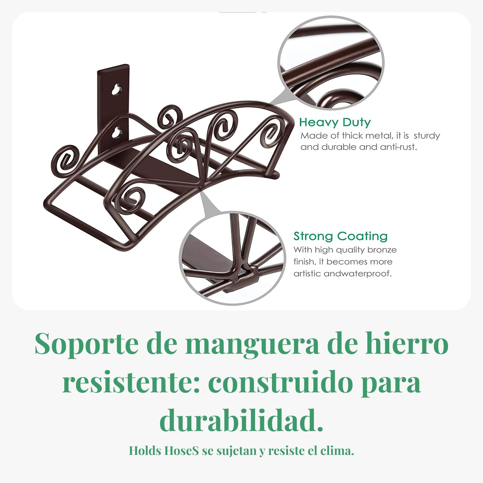 Gralara Soporte de manguera de jardín, soporte de manguera decorativa de estante de manguera, resistente, soporte, soporte de tubería ordenado, percha para, MarrÓn