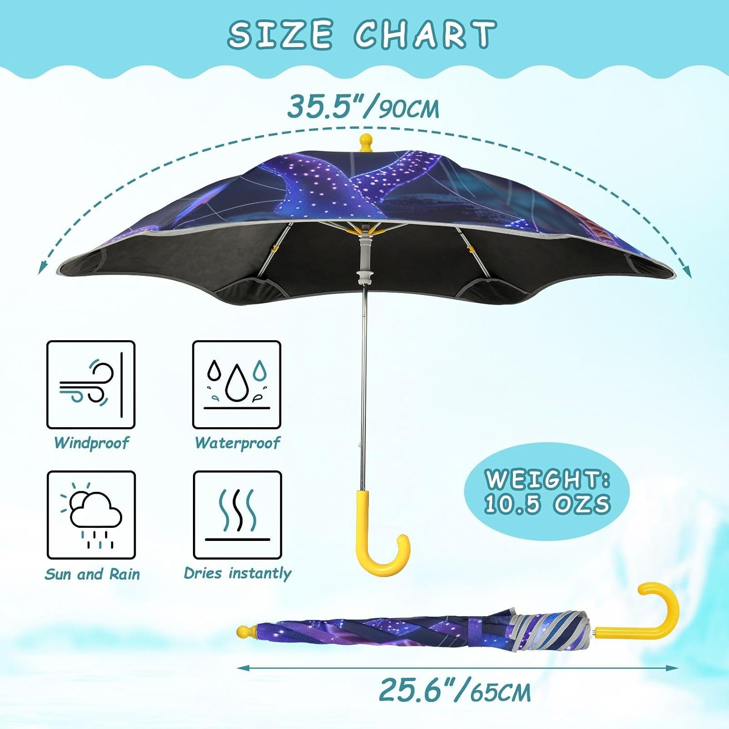 ODAWA Funny Cat Colorful Kids Umbrella Unbreakable Stick Rain Umbrellass for Rain
