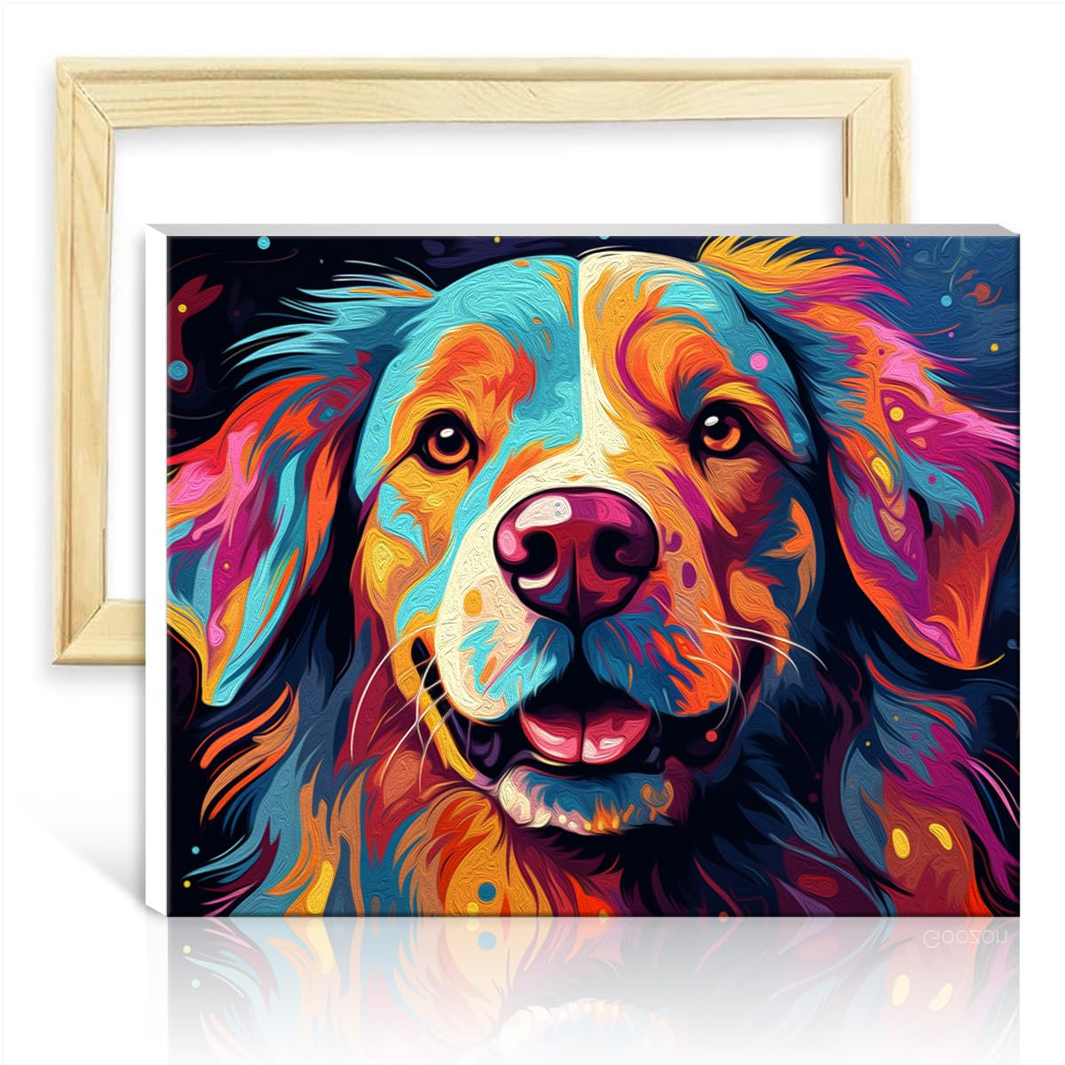 TANGFEIY Digital Painting Kits Cocker Spaniel on Canvas Painting Adults Acrylic Number with Paintbrushes Pictures for Home Wall Decor with Frame(30x40cm) — image 1