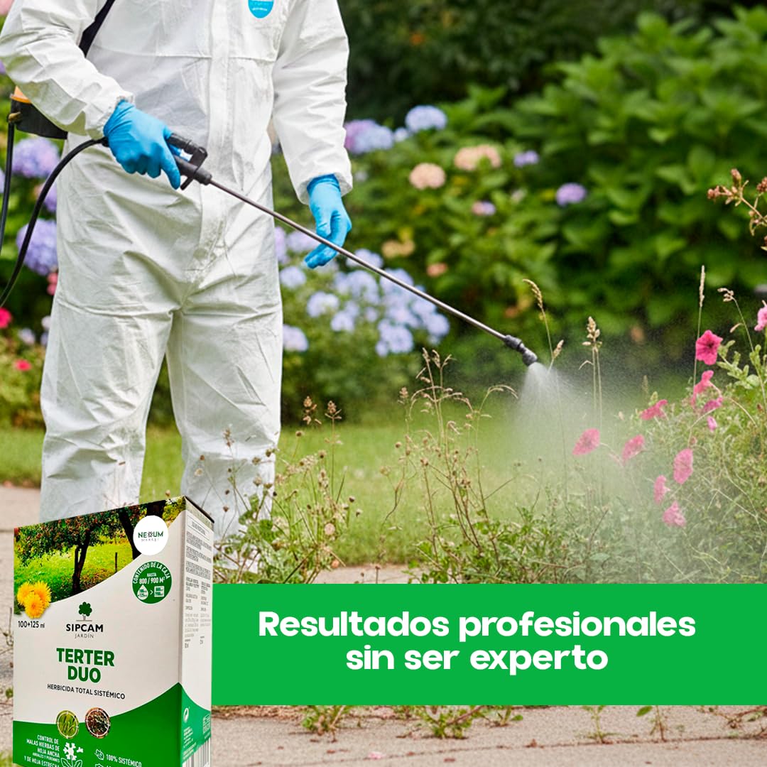TERTER DUO Herbicida Sistémico Total 2 en 1 | Elimina Malas Hierbas de Todo Tipo (100 ml + 125 ml) | Alternativa al Glifosato (Roundup) | Hasta 300 m² | Destruye la Planta desde la Base