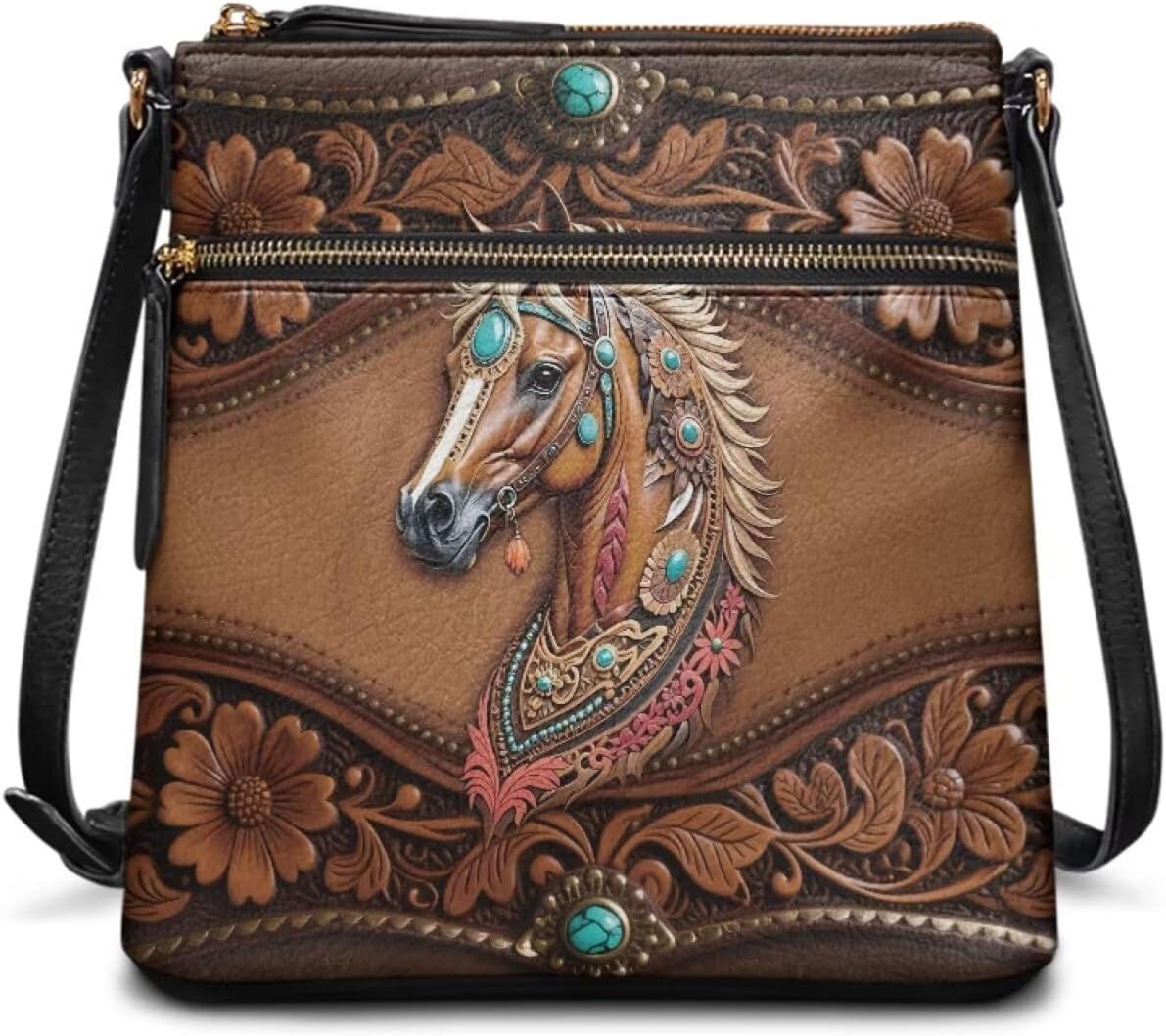 Leather Women Crossbody Hobo Bag Satchel Purse Handbag with Adjustable Shoulder Strap and Zipper Pockets