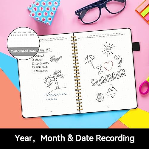 Miniatura 3 de ALLTREE Cuaderno de cuadrícula de puntos en espiral, cuaderno de papel punteado, cuaderno en espiral de tapa dura, cuaderno encuadernado en espiral